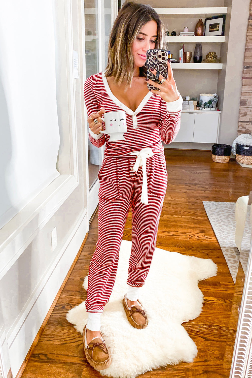 Red Stripe Top & Pants Set