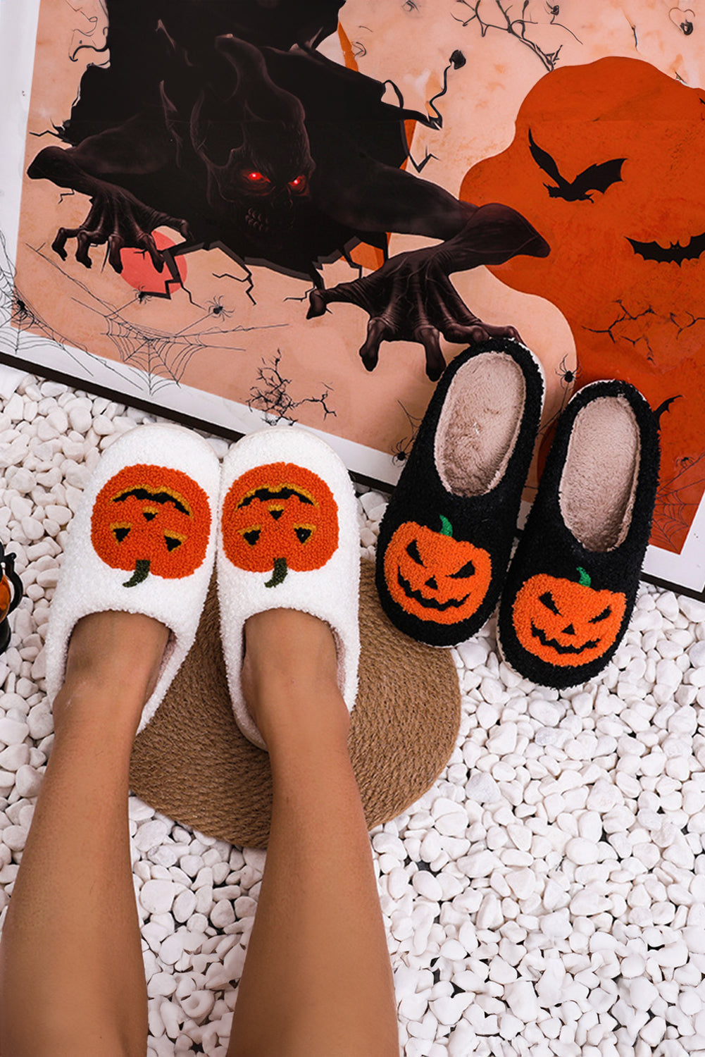 Halloween Pumpkin Plush Slippers