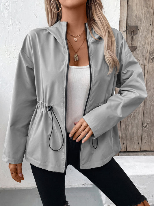 Drawstring Zip-Up Hooded Jacket