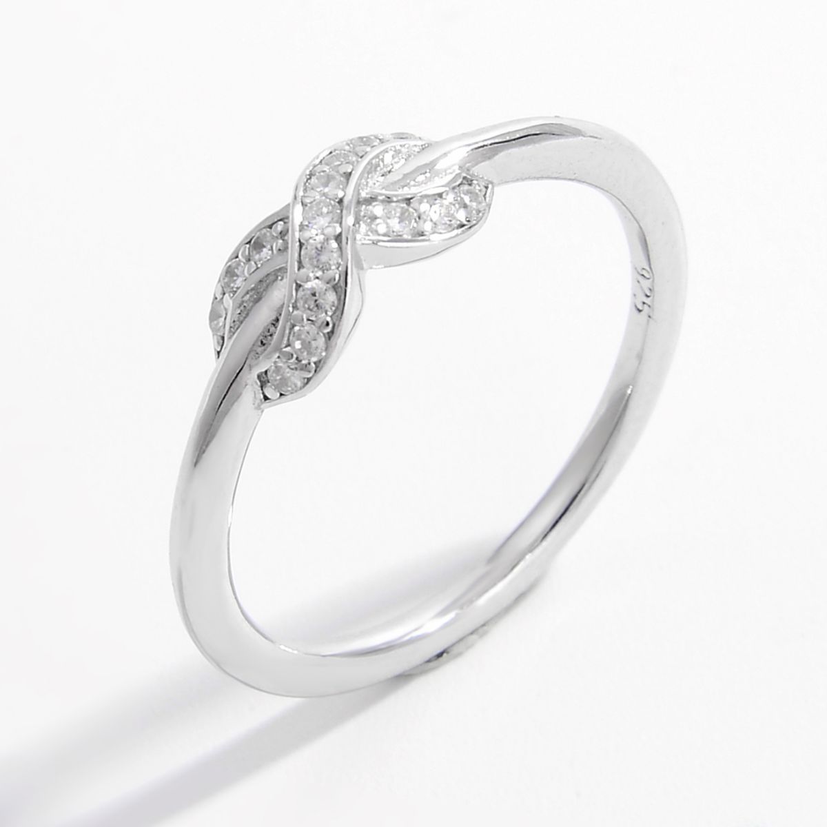 925 Sterling Silver Zircon Infinity Ring