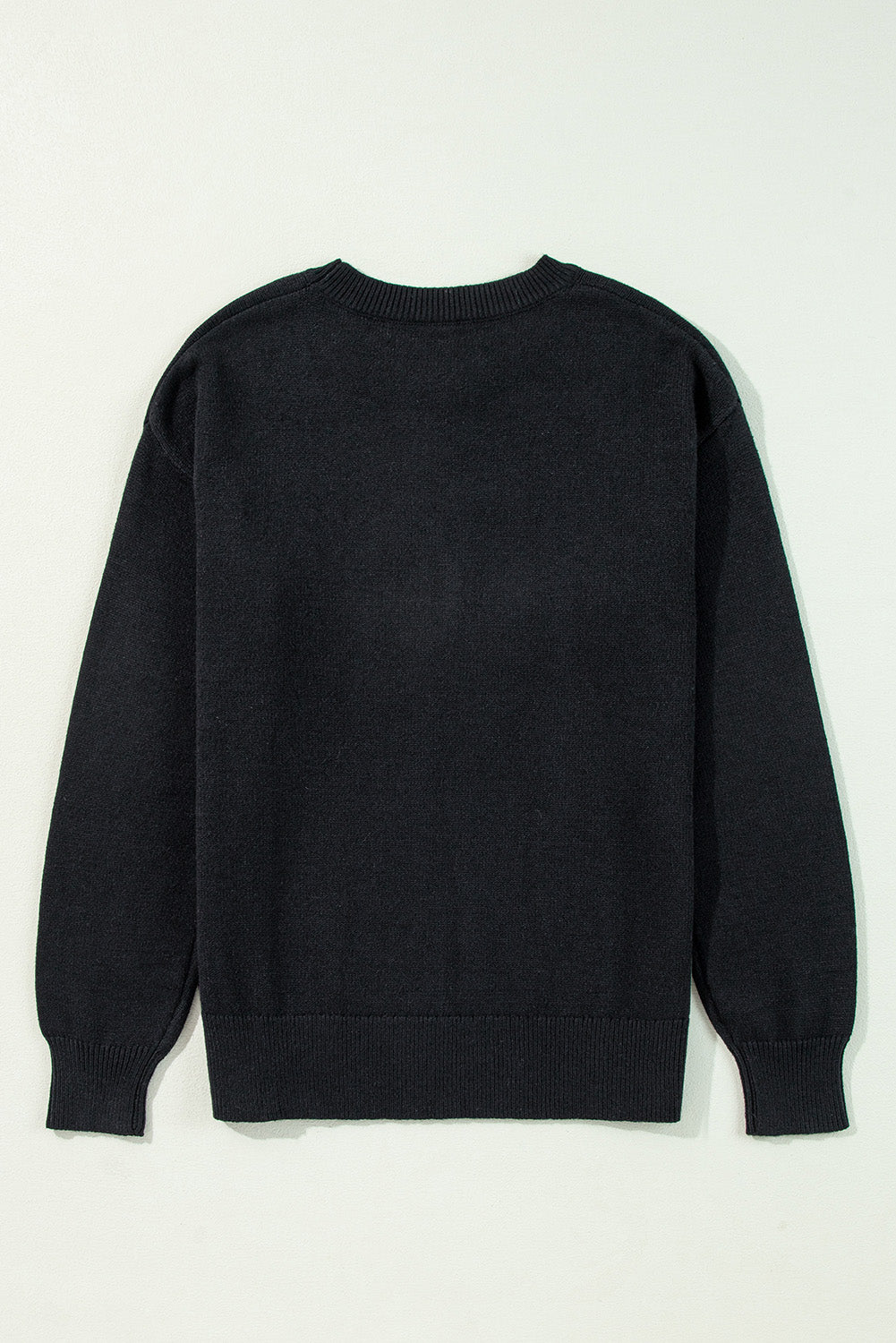 Black Boo Knitted Drop Shoulder Sweater