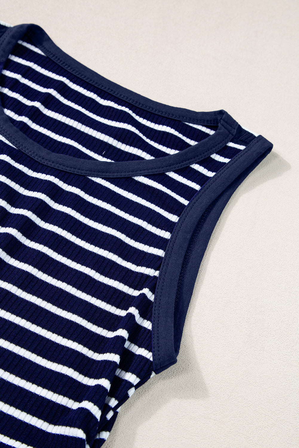 Blue Stripe Sleeveless Slim Top