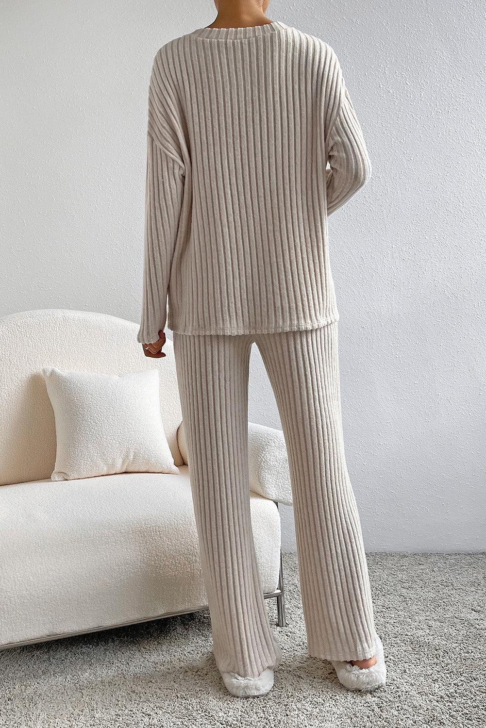 Ribbed Knit Slouchy Two-Piece Set