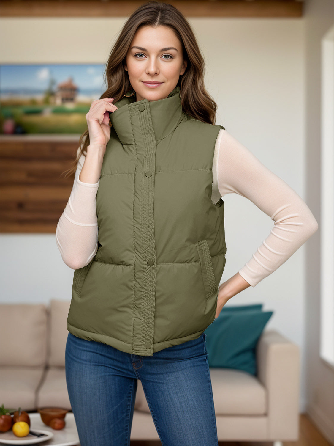 Pocketed Zip Up Vest