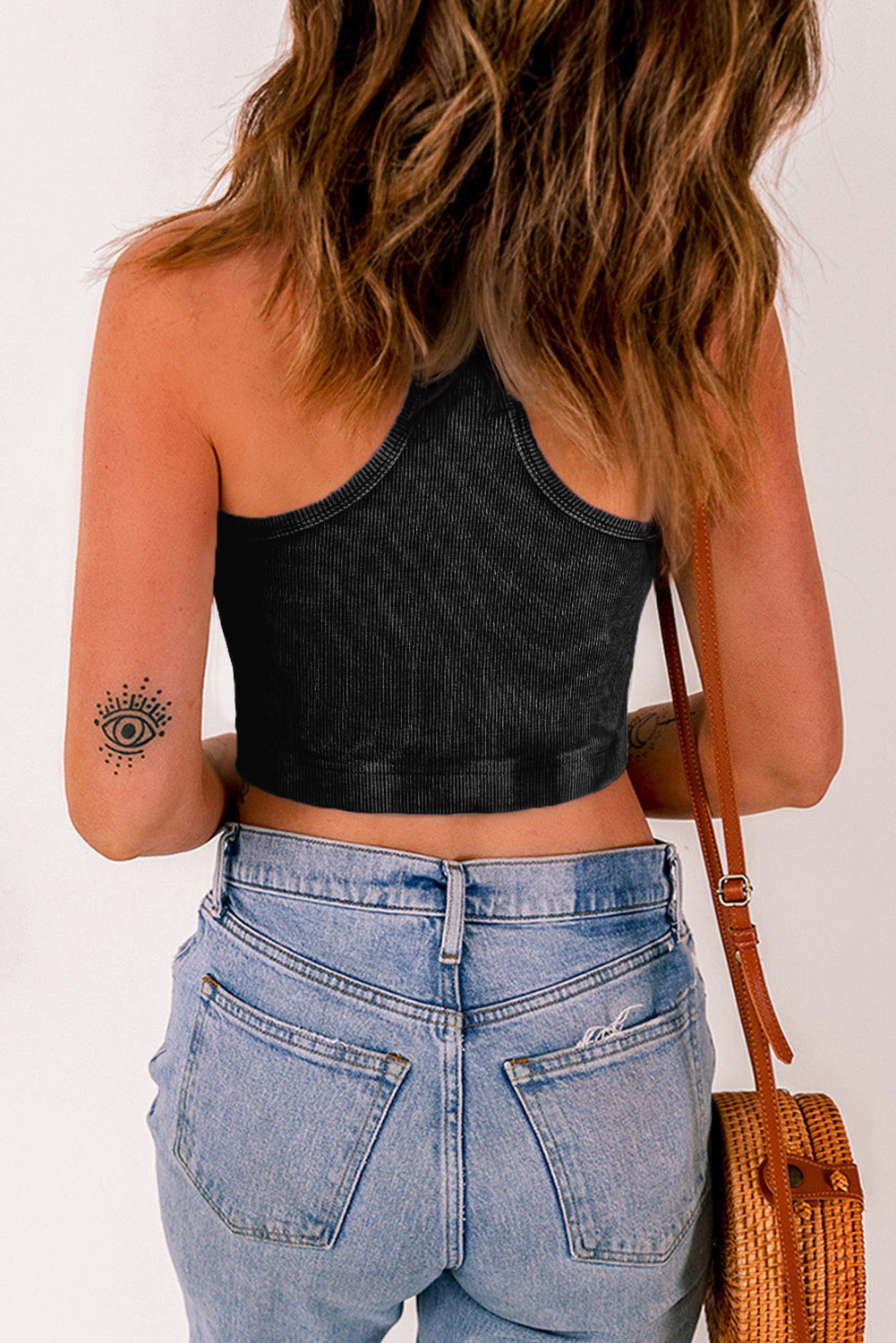 Ribbed Mineral Wash Racerback Crop Top