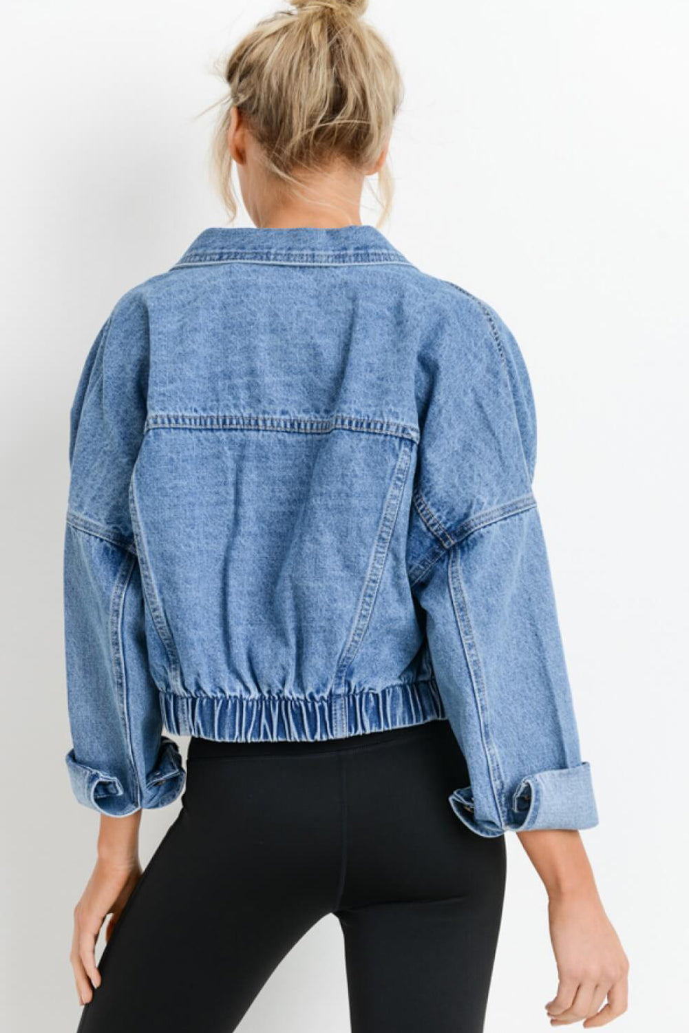 Medium Wash Chunky Cropped Denim Jacket