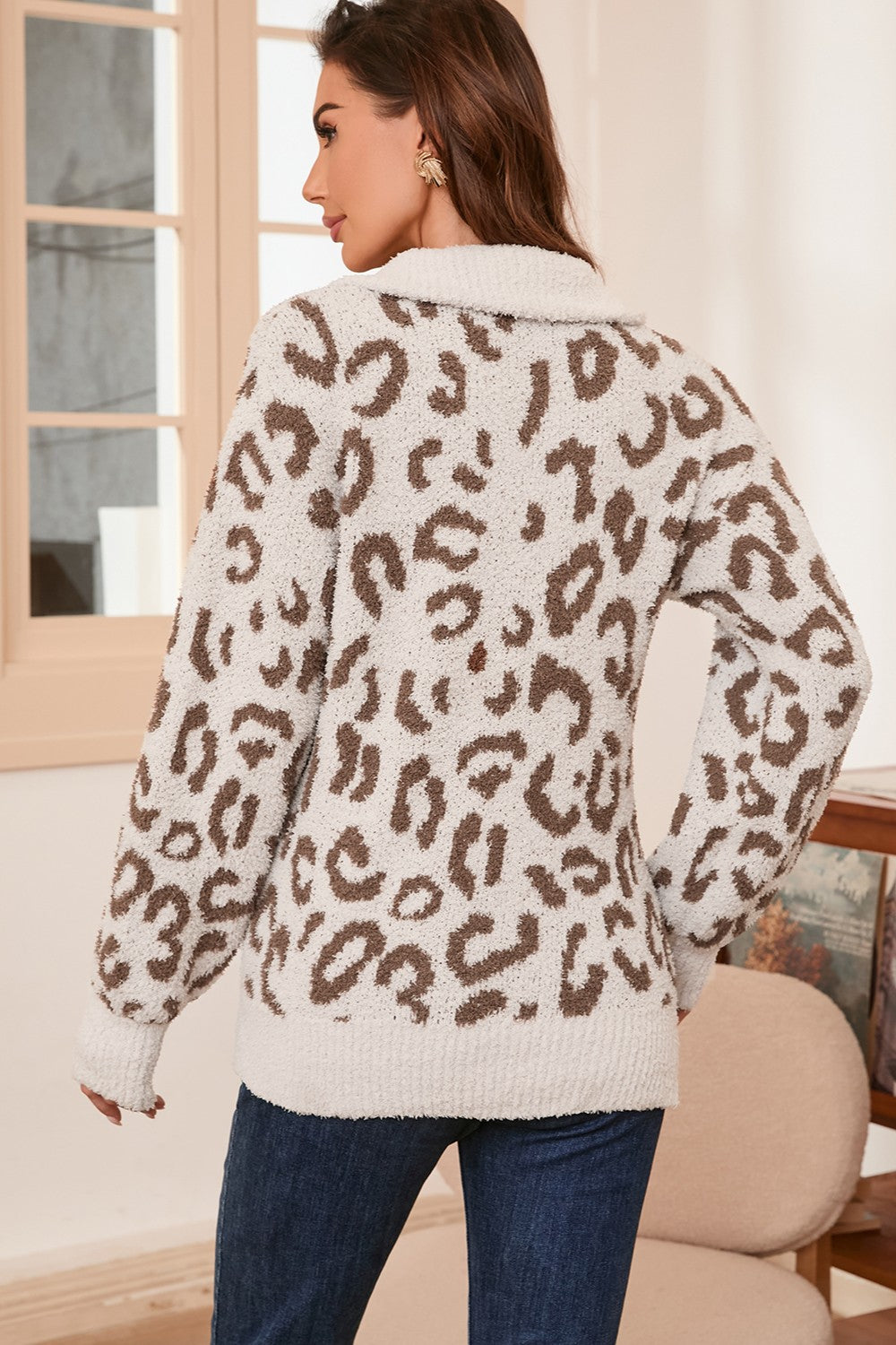 Leopard Half Zip Sweater