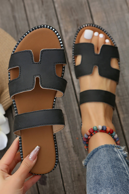 Cut Out Leather Sandals