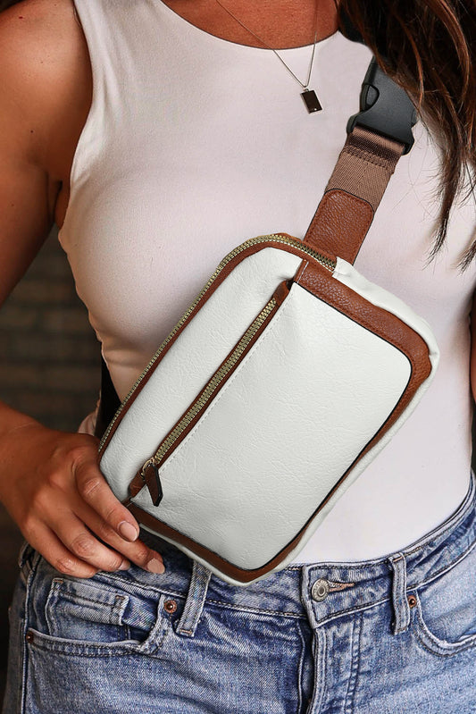 White Adjustable Leather Crossbody