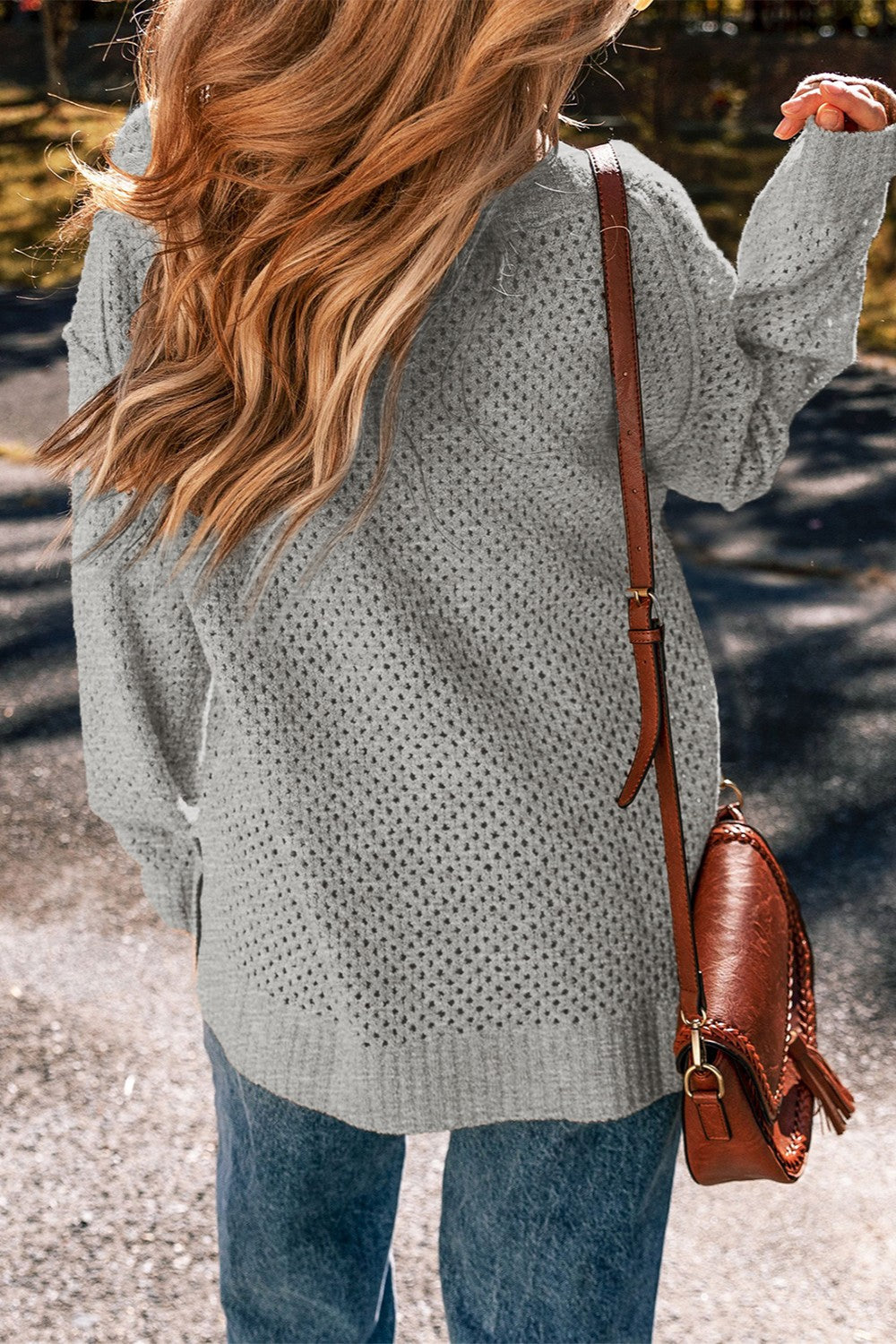 Openwork V-Neck Sweater