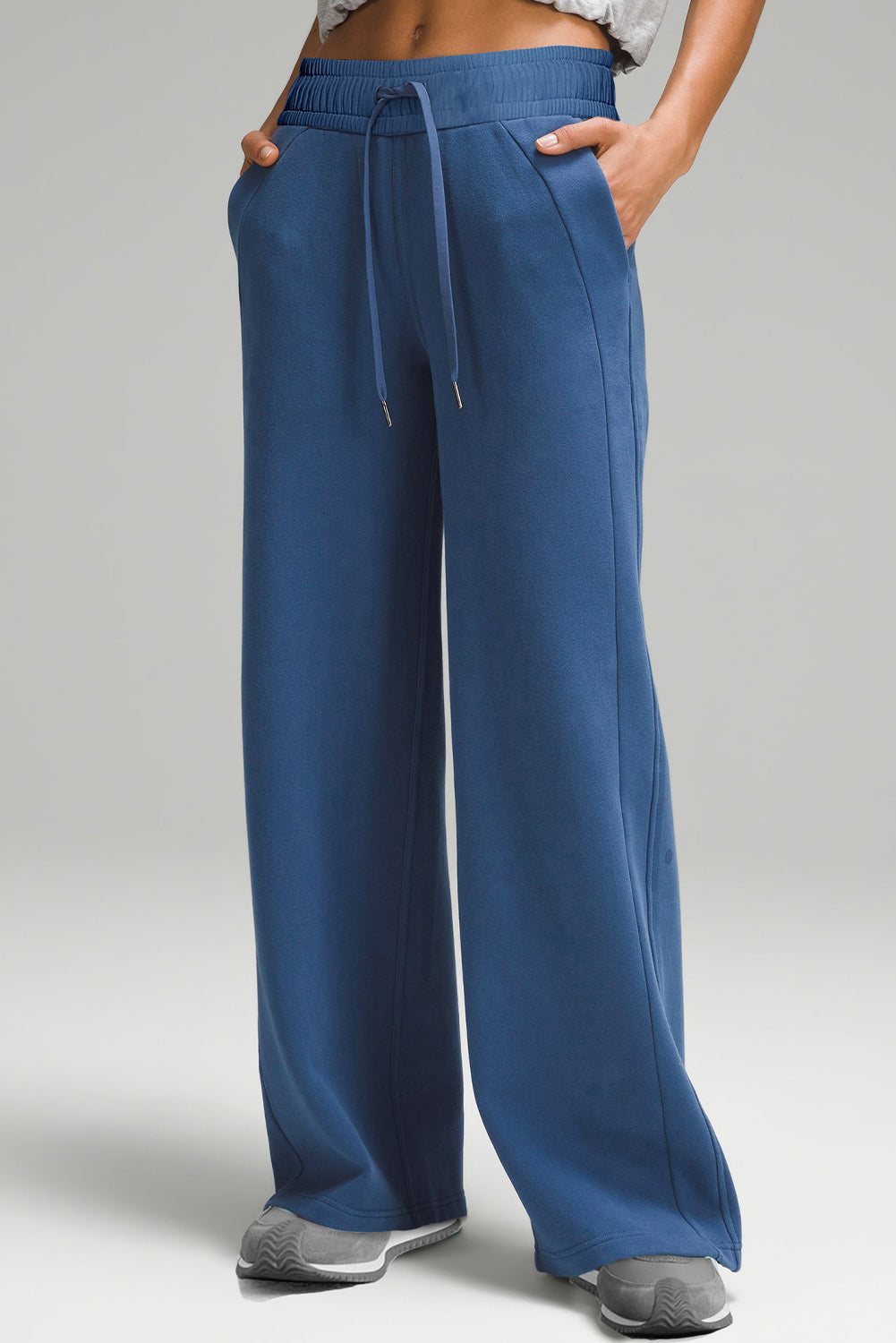 Drawstring High-Waist Wide Sweatpants