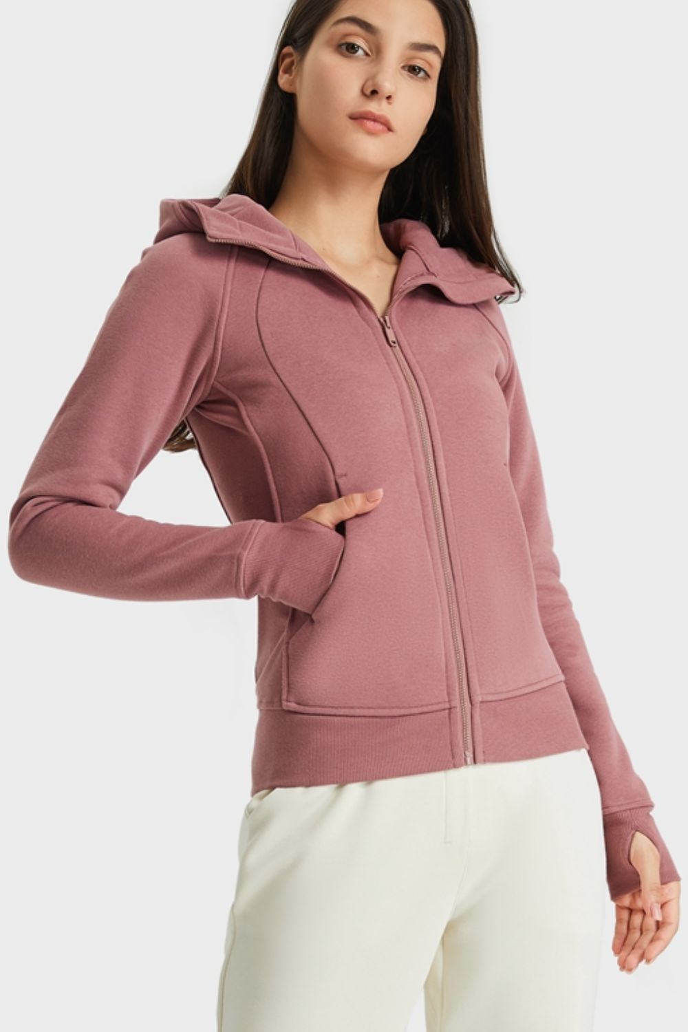 Zip-Up Seam Hooded Active Jacket