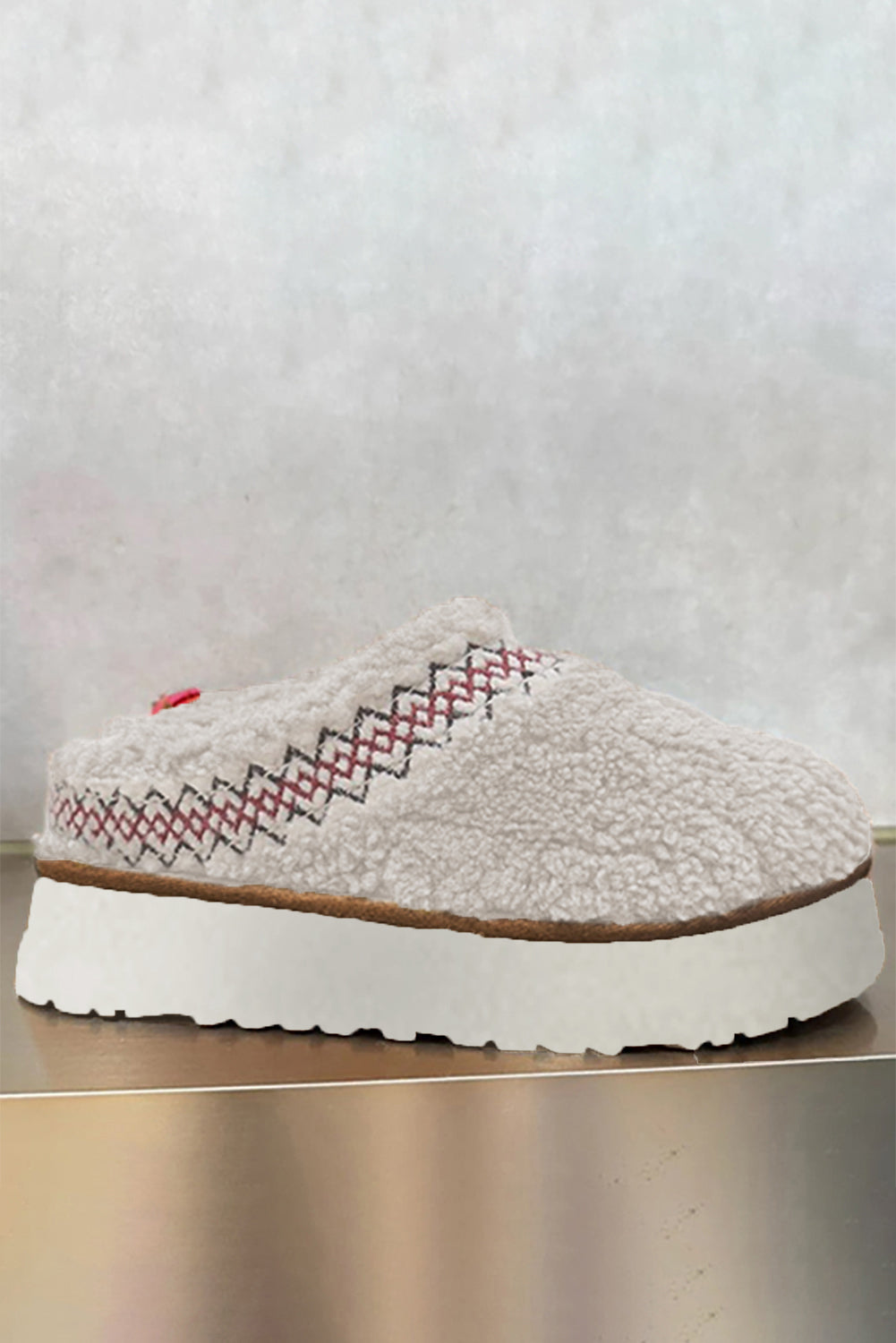 White Sherpa Plush Thick Slippers