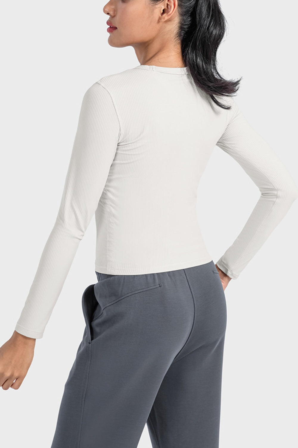 Round Neck Long Sleeve Active Top