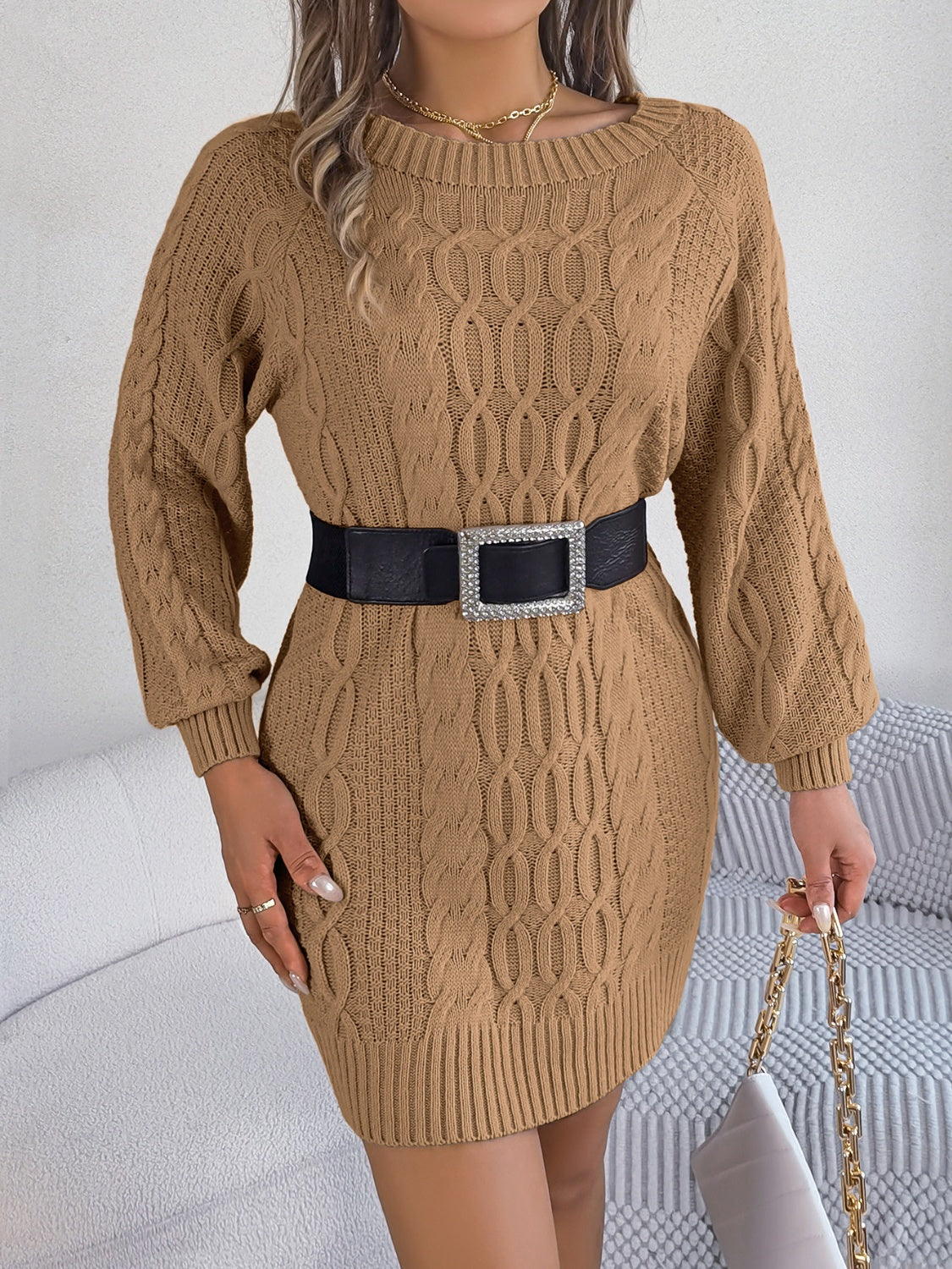 Cable-Knit Sweater Dress