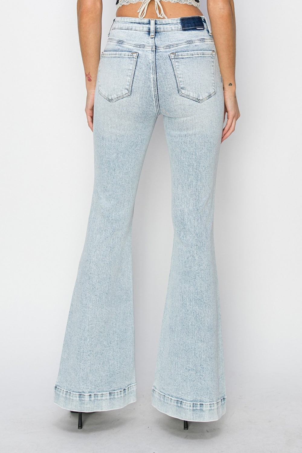 High Rise Front Pocket Flare Jeans