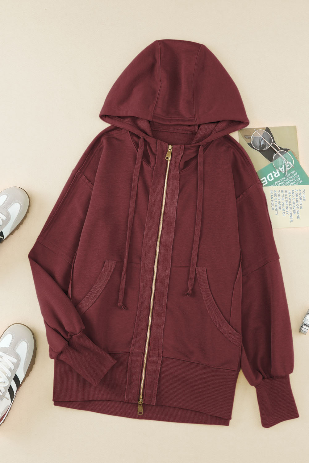 Raw Edge Full Zip Hoodie