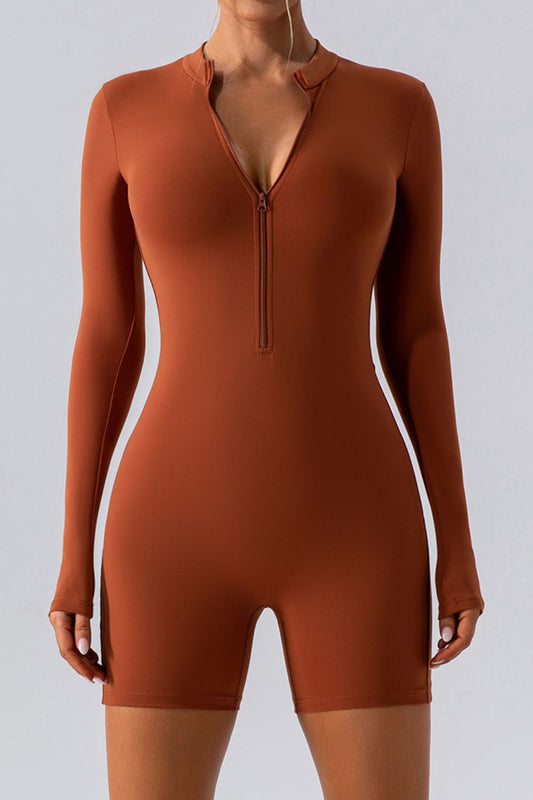 Half-Zip Long Sleeve Active Romper