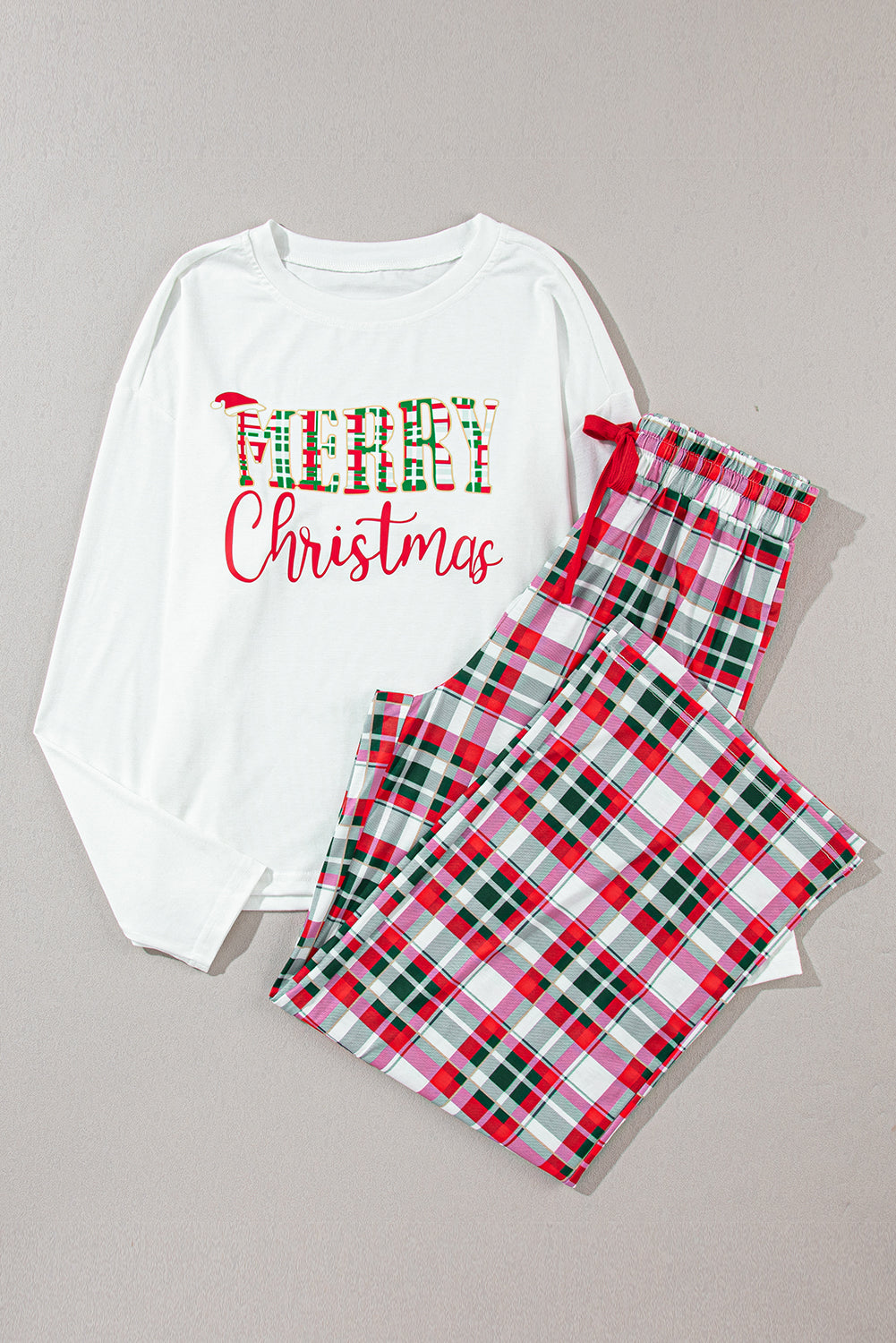 Merry Christmas Top & Plaid Pants Set