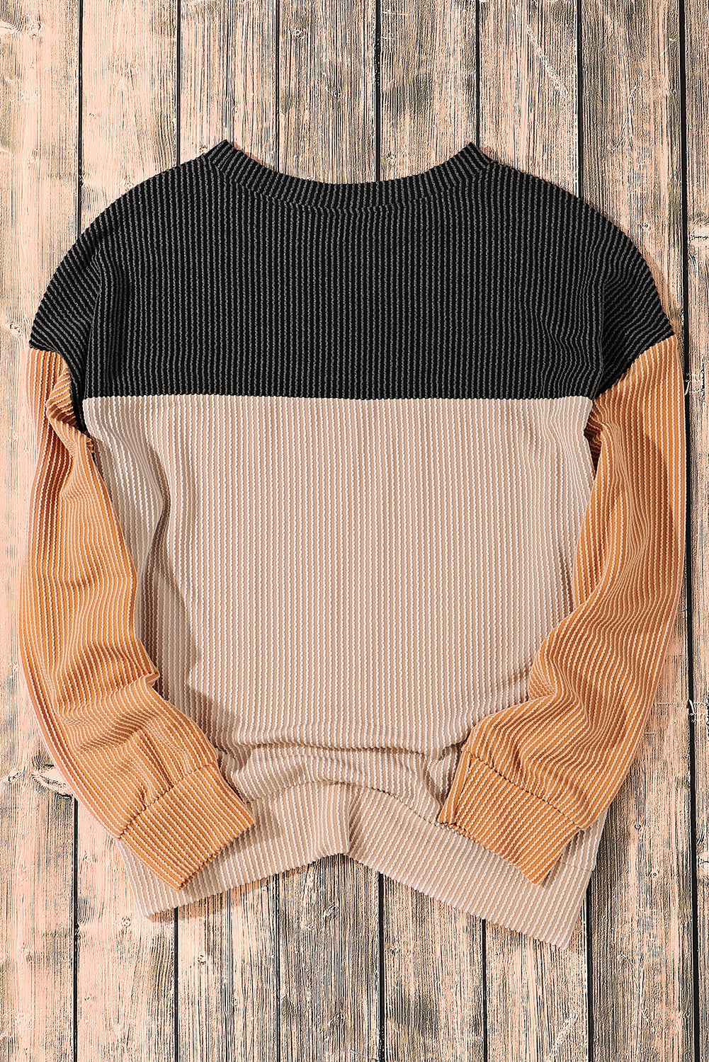 Color Block Ribbed Long Sleeve