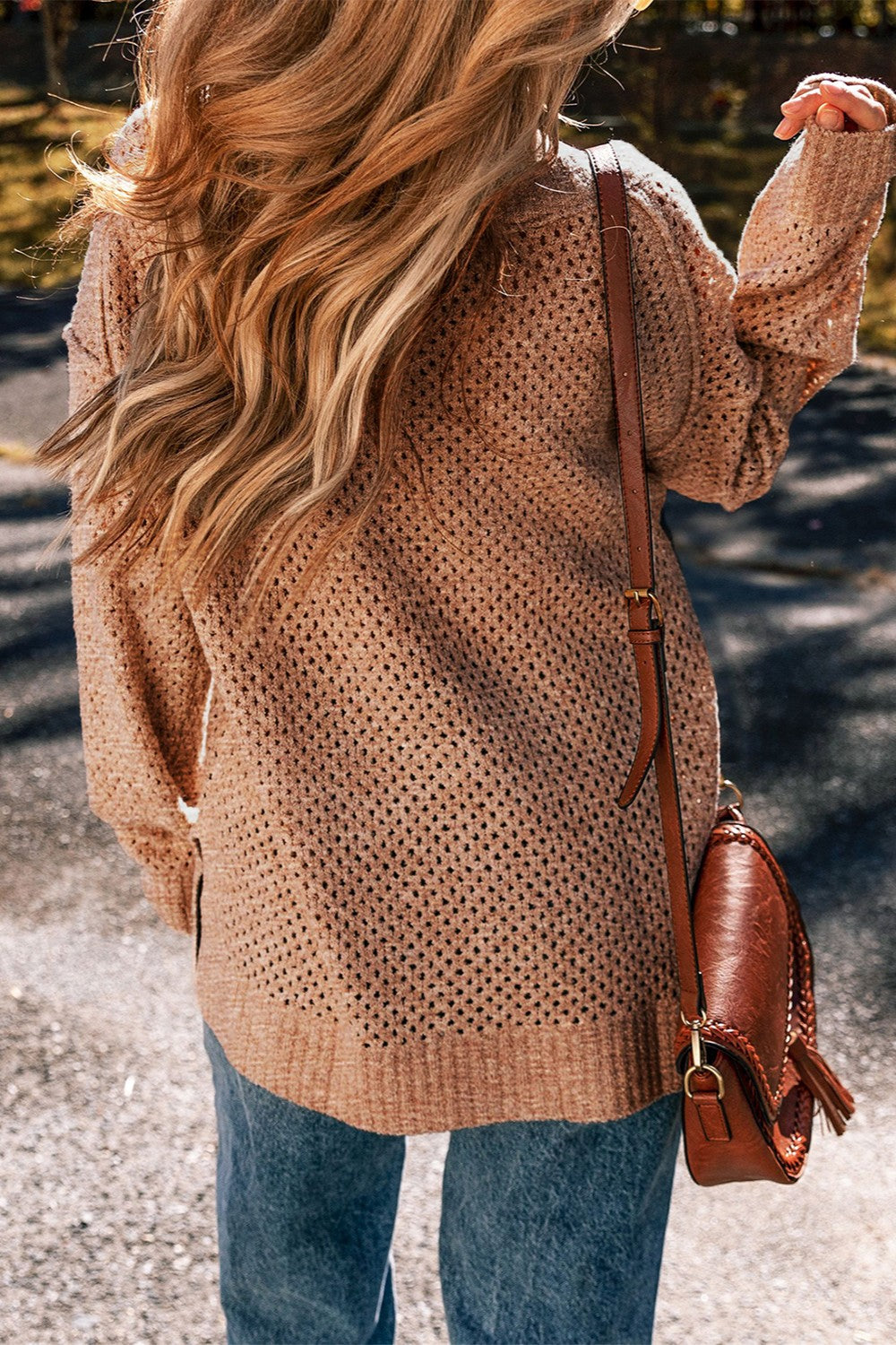 Openwork V-Neck Sweater