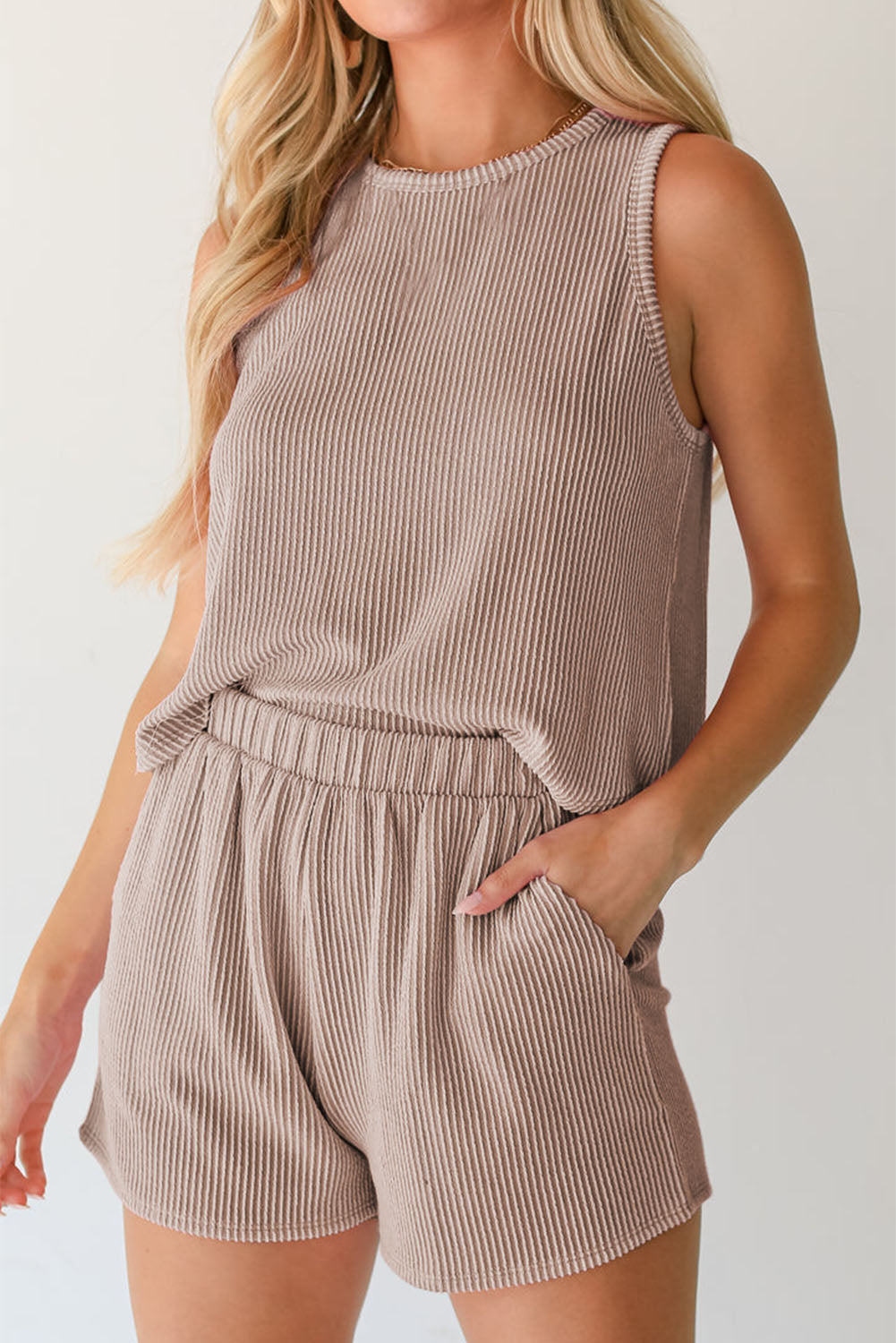 Corded Sleeveless Top & Shorts Set