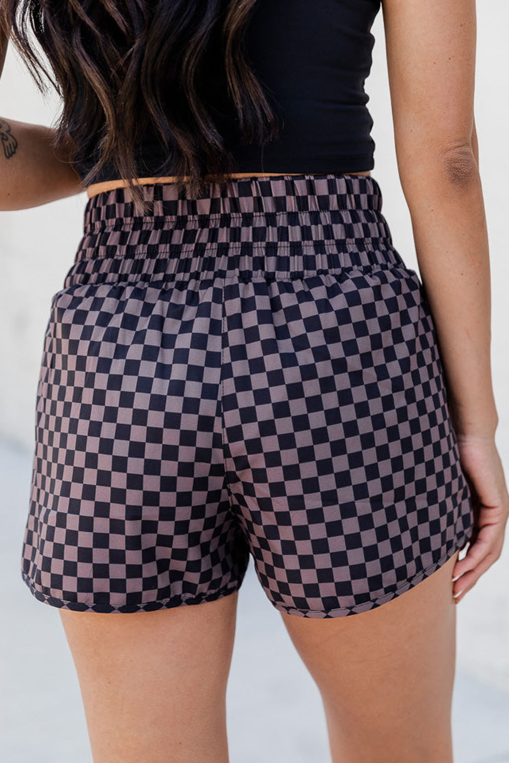 Checkered High Waisted Shorts