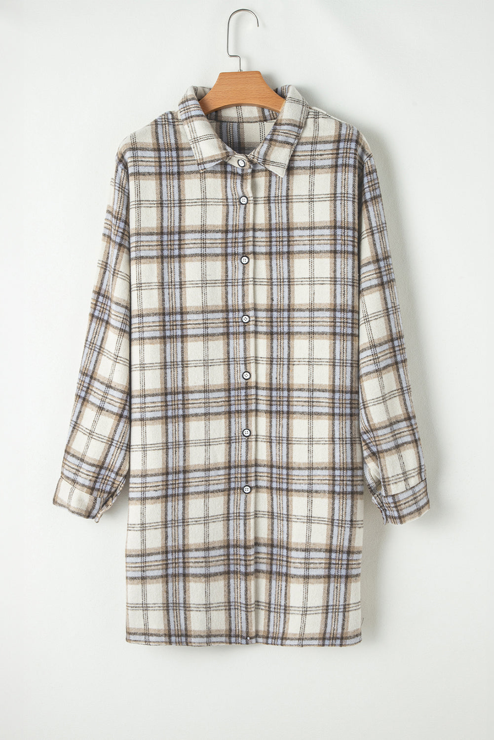 Plus Size Plaid Tunic Shacket with Slits