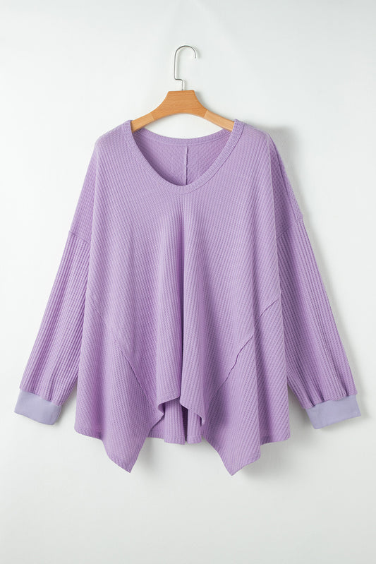 Plus Size Waffle Knit Flowy Top