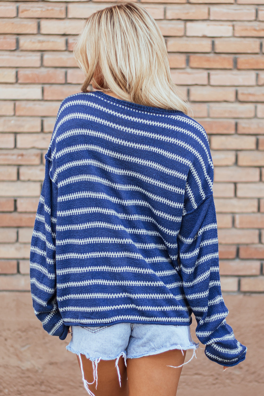 Blue Stripe Casual Sweater