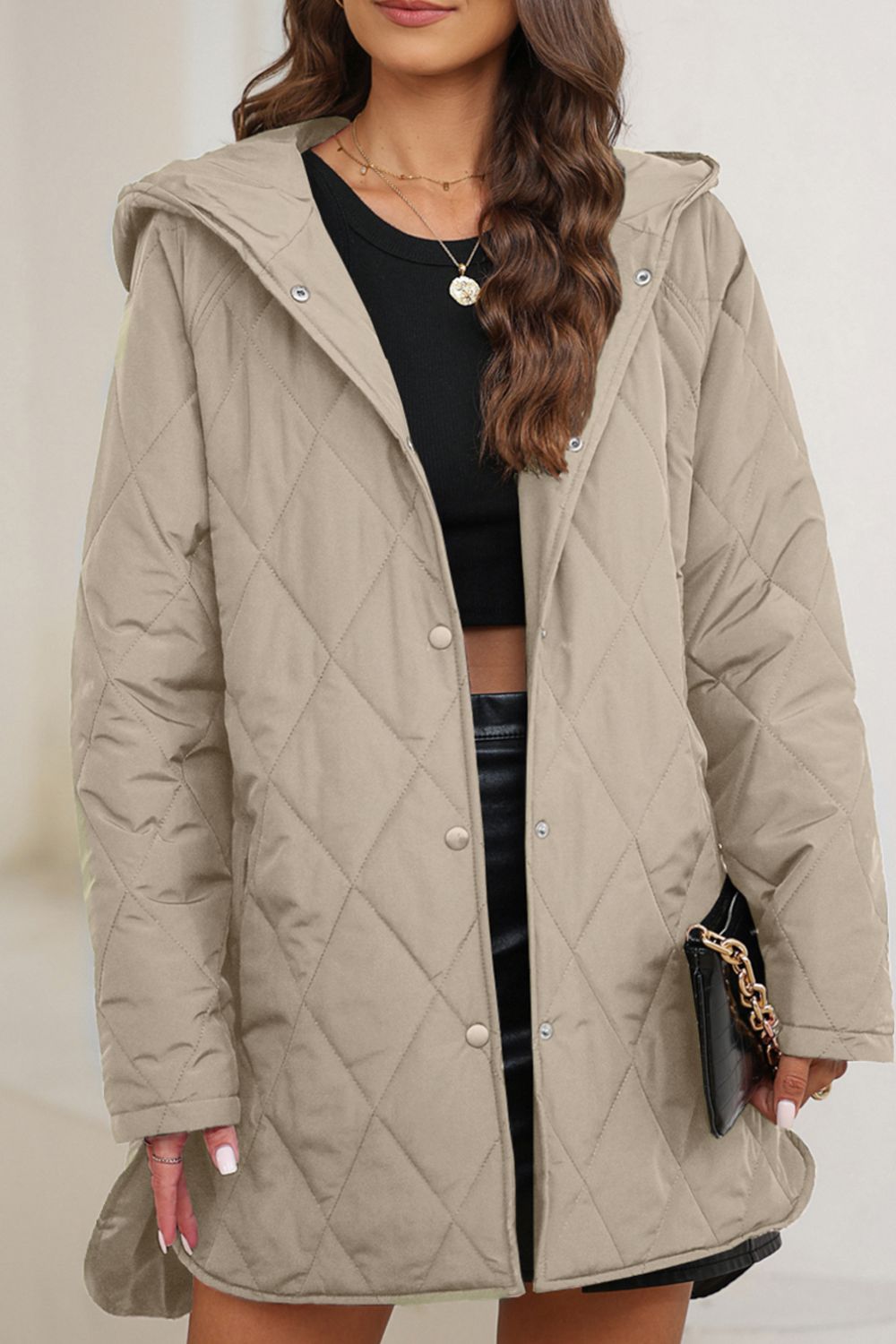 Snap-Down Quilted Winter Coat