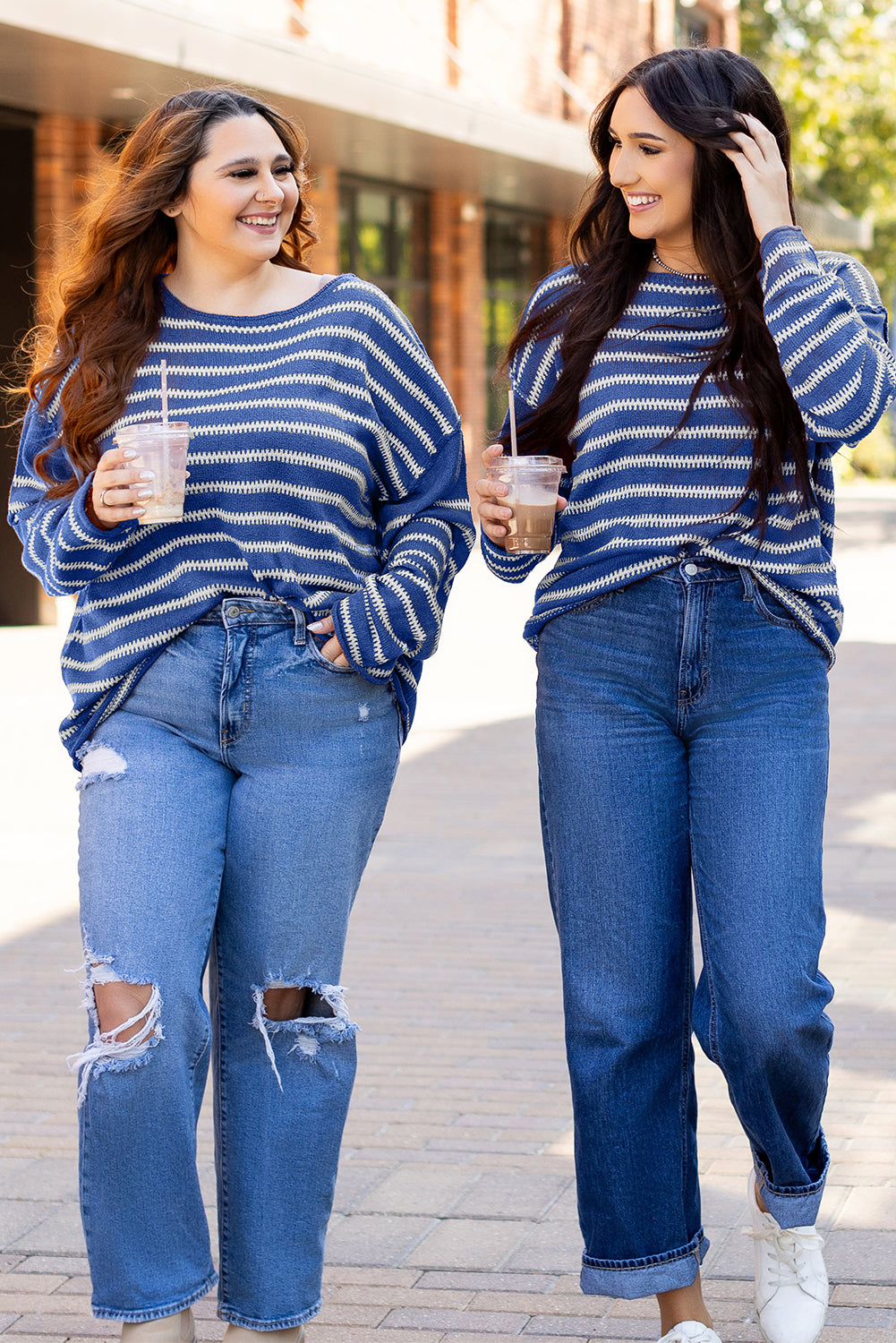 Blue Stripe Casual Sweater