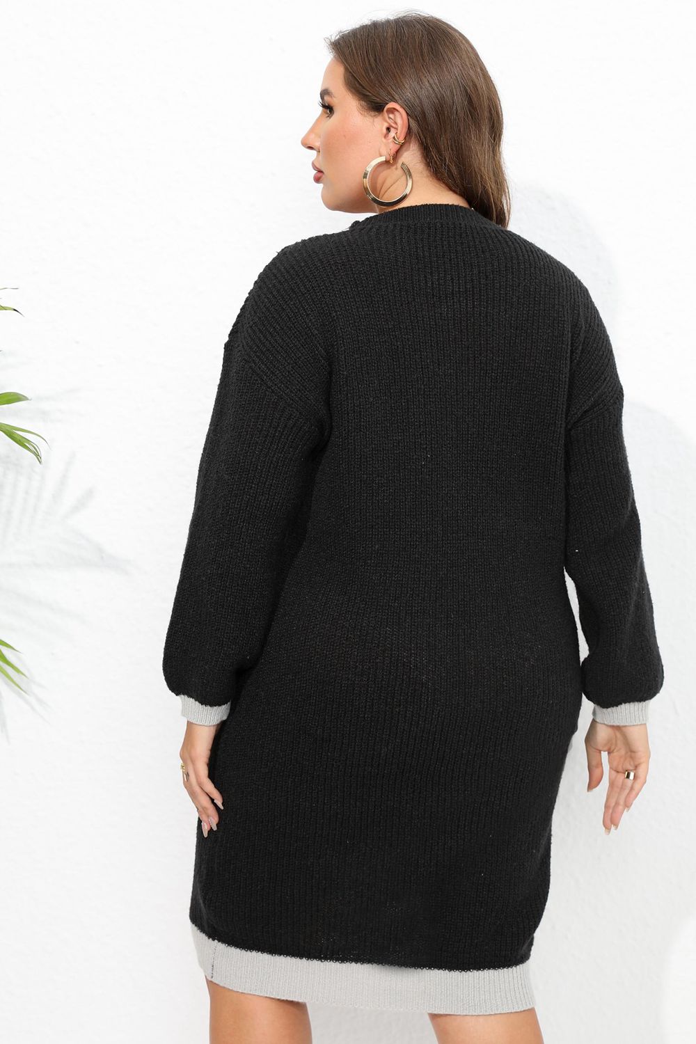 Plus Size Contrast Sweater Dress