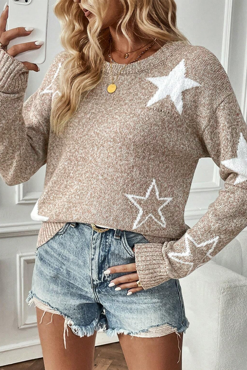 Khaki Star Sweater