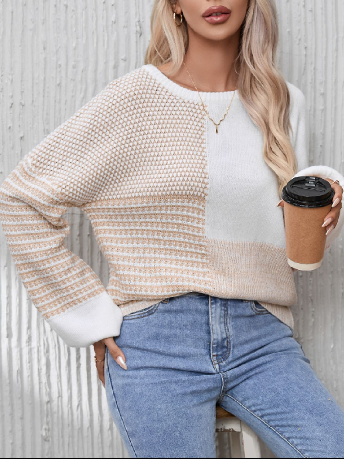 Neutral Contrast Sweater