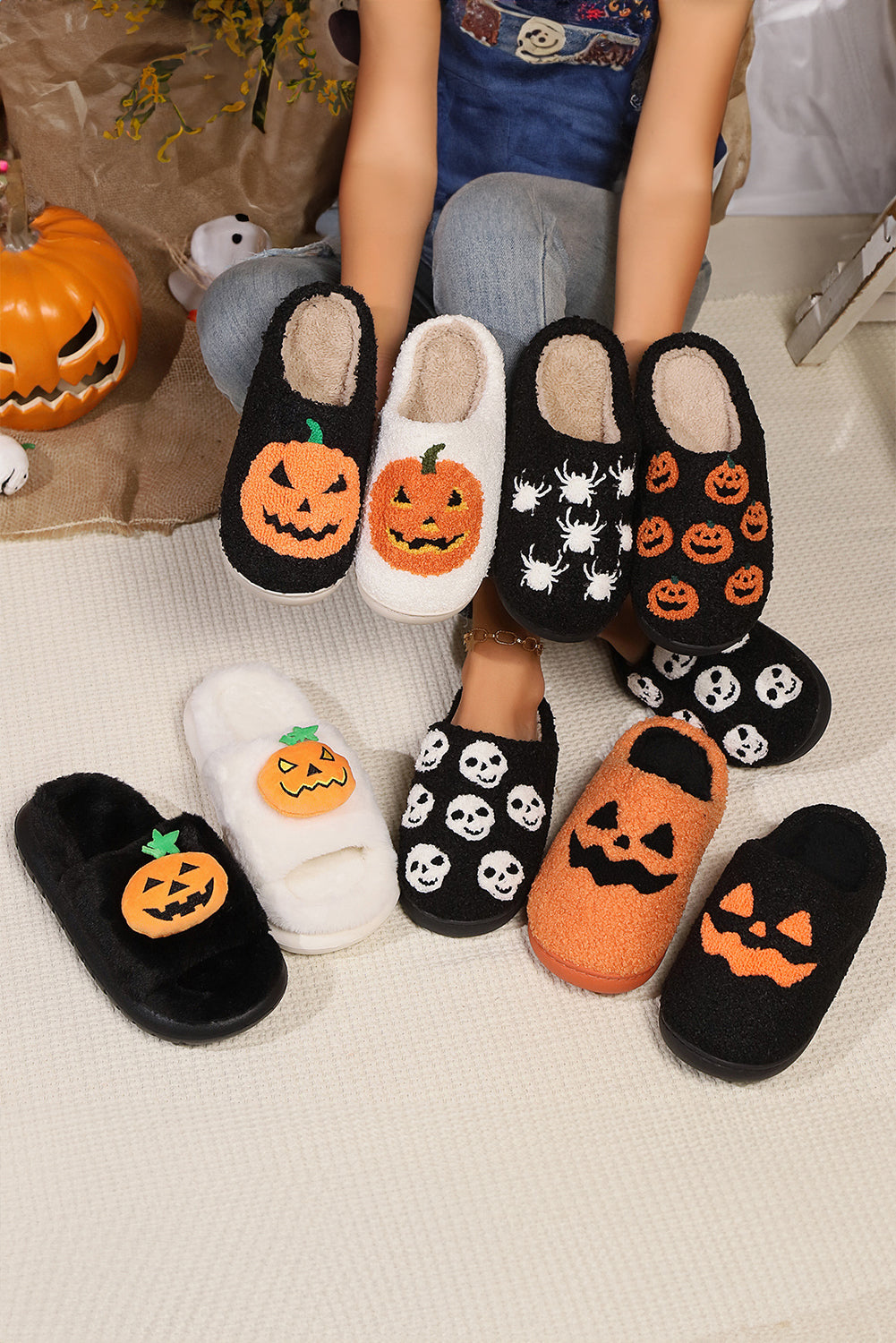 Halloween Pumpkin Plush Slippers