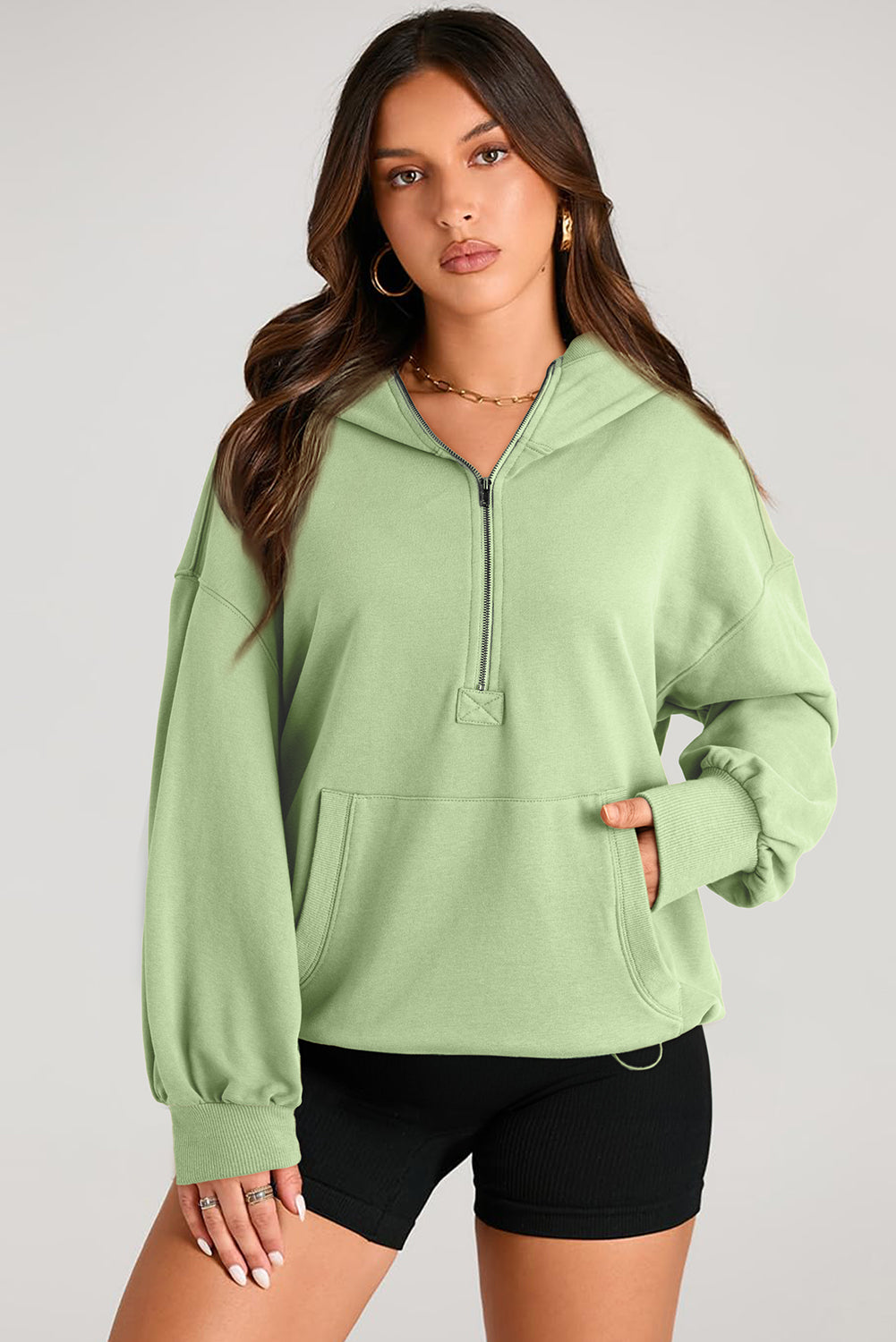 Kangaroo Half-Zip Oversized Hoodie