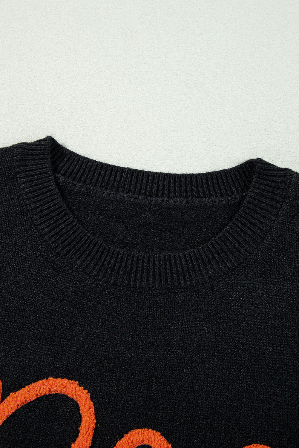 Black Boo Knitted Drop Shoulder Sweater