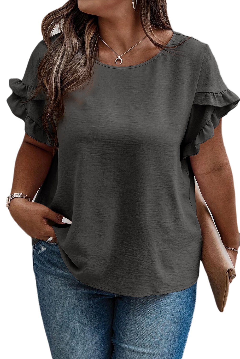 Plus Size Ruffled Short Sleeve Top