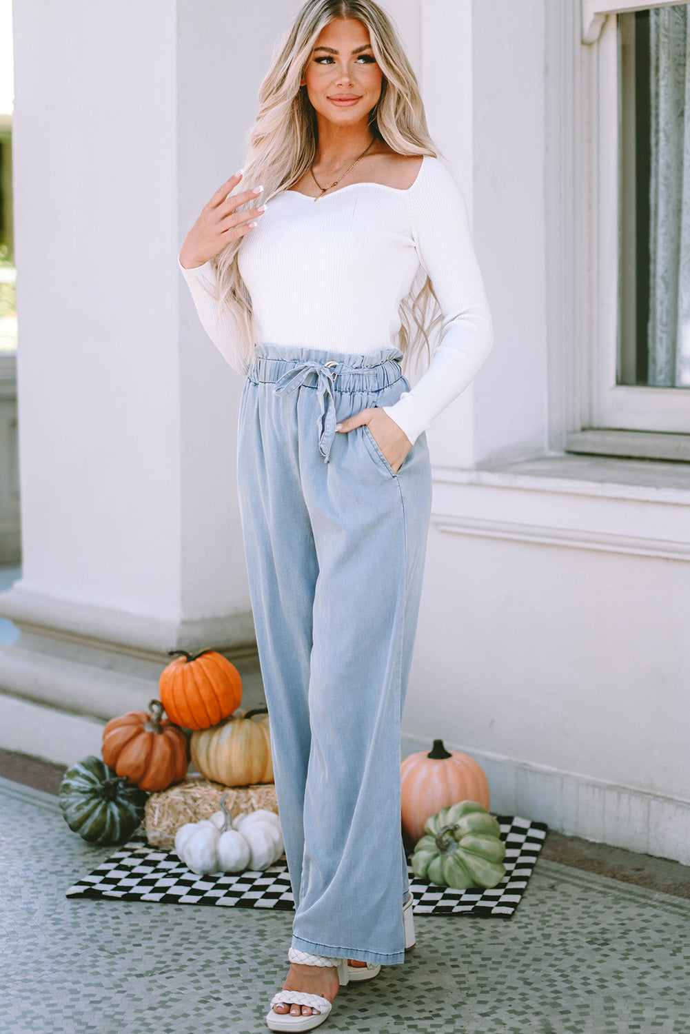 High Waist Wide Leg Tencel Jeans