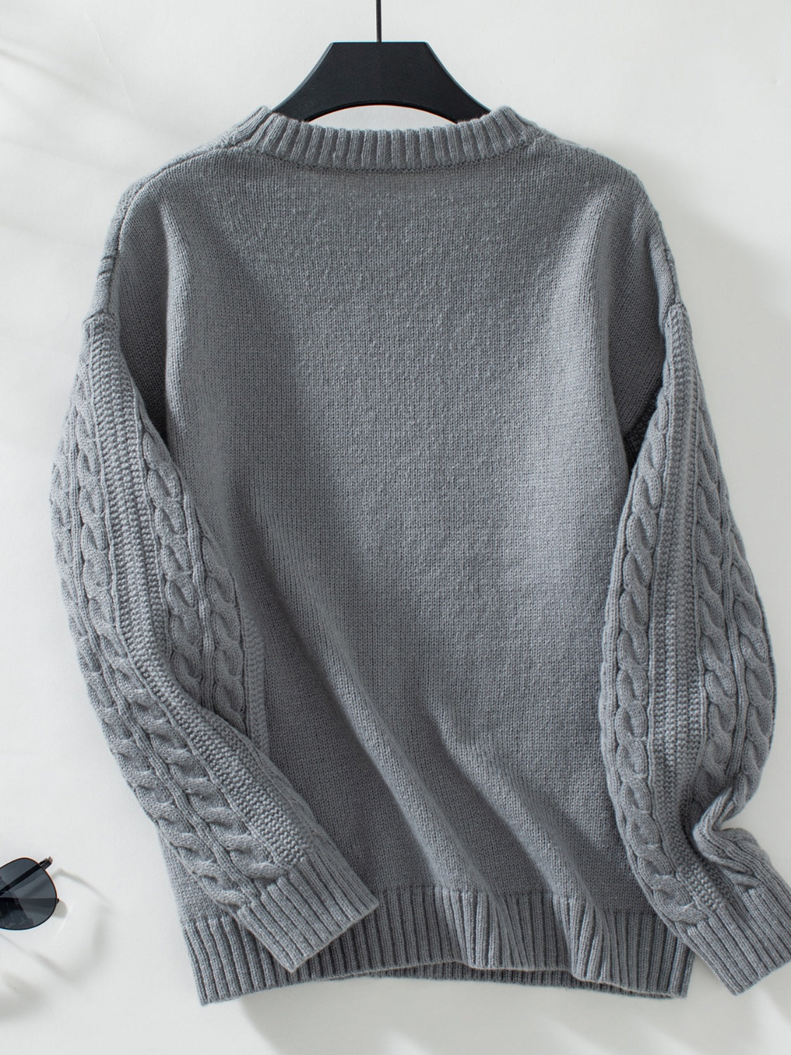 Plain Cable-Knit Sweater