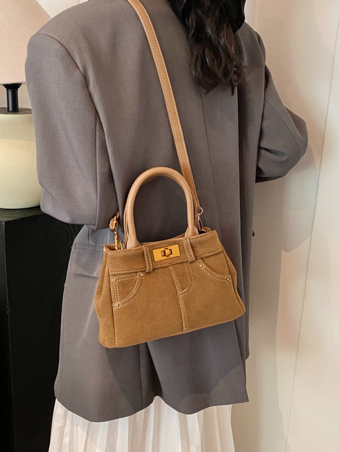 Suede Double-Use Handbag