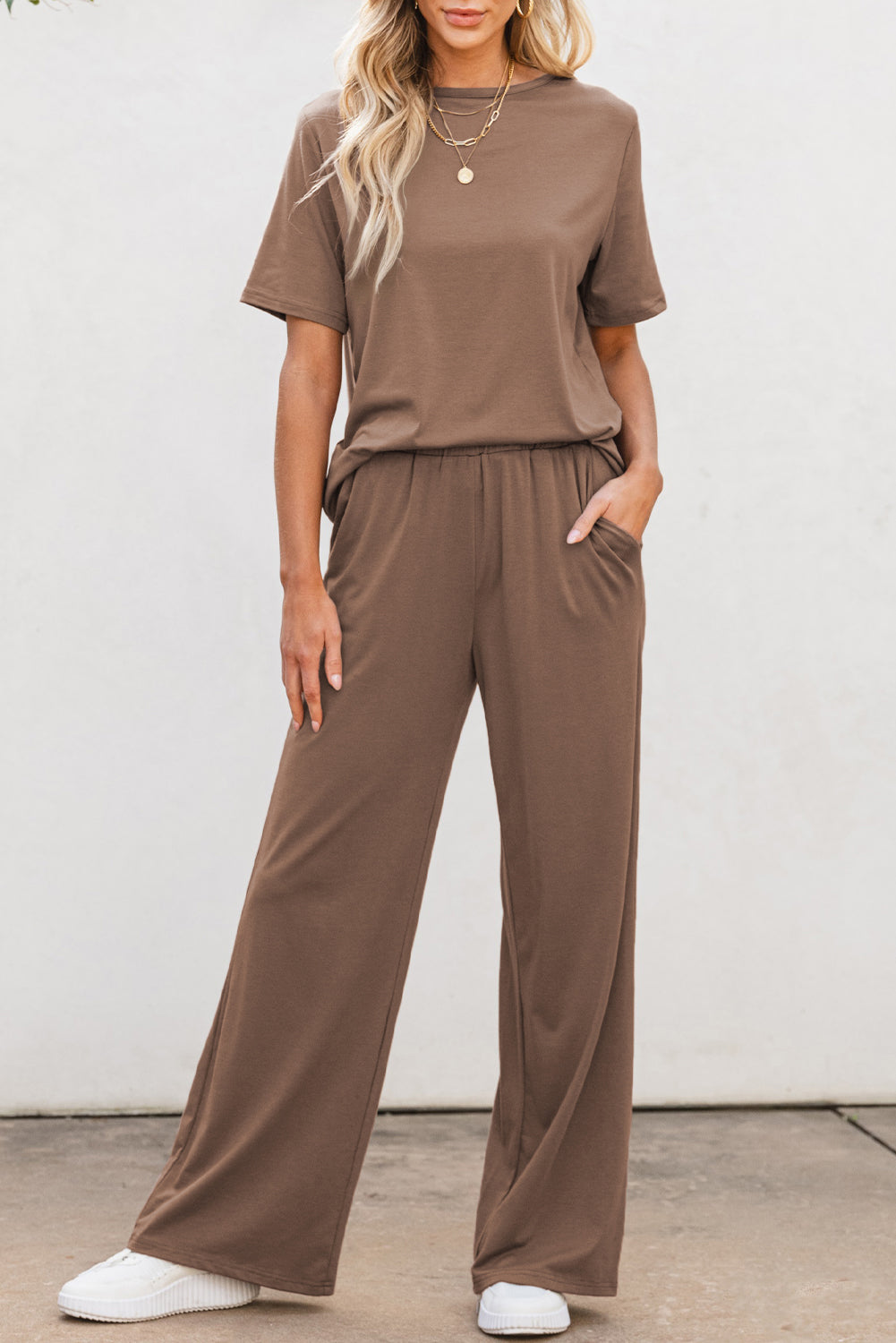 T Shirt & Wide Leg Pants Set