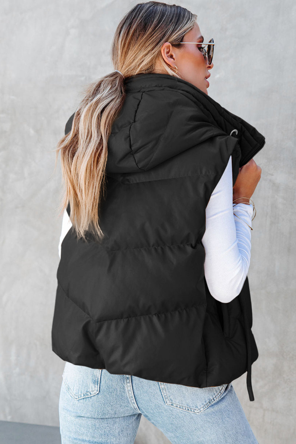 Sleek Quilted Puffer Hooded Vest