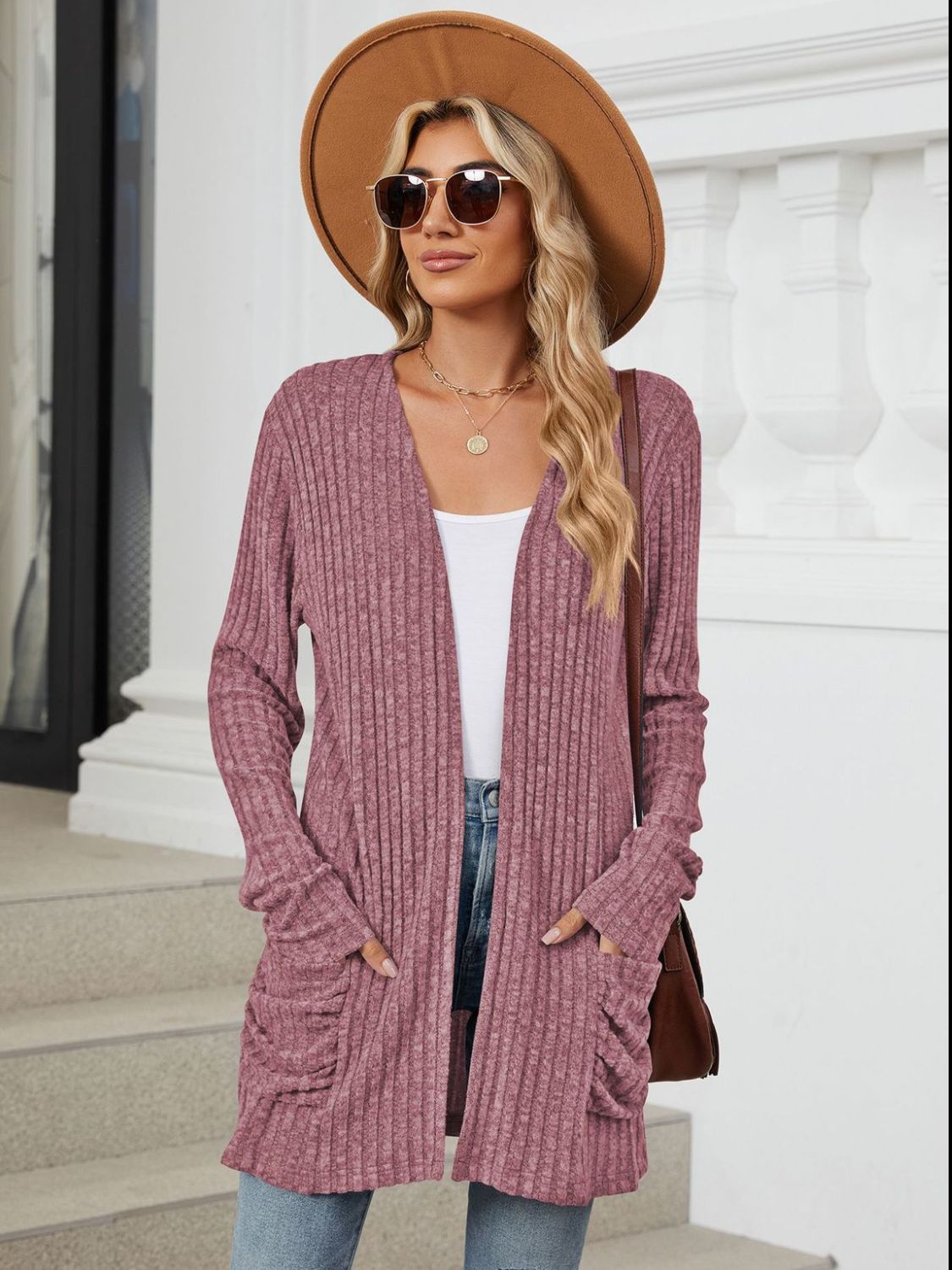 Open Front Long Sleeve Cardigan