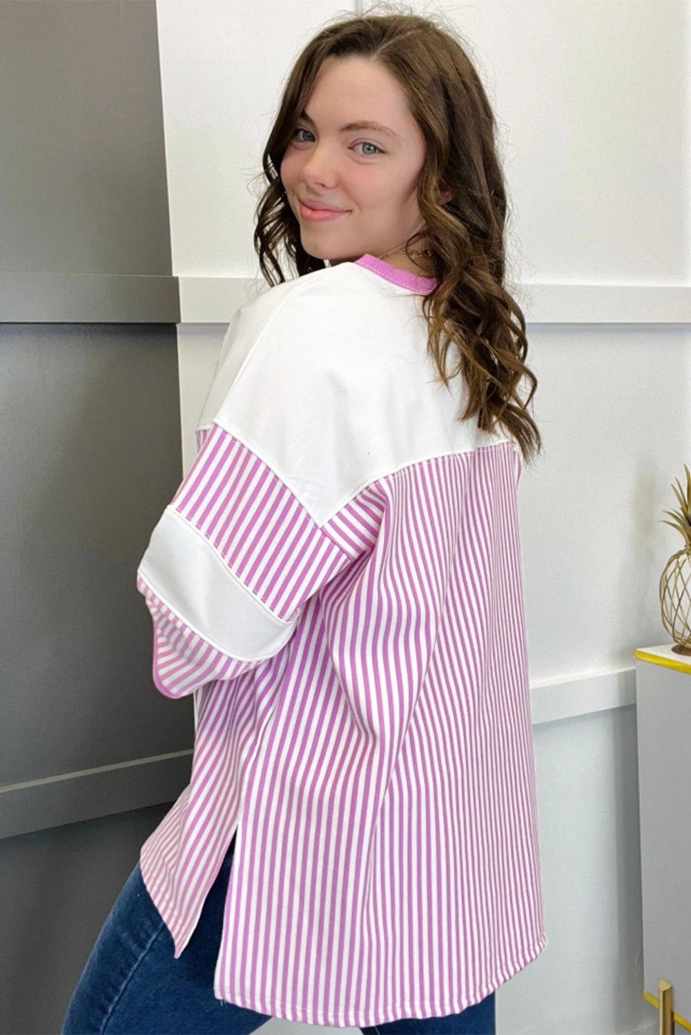 Plus Size Pink Stripe T-Shirt