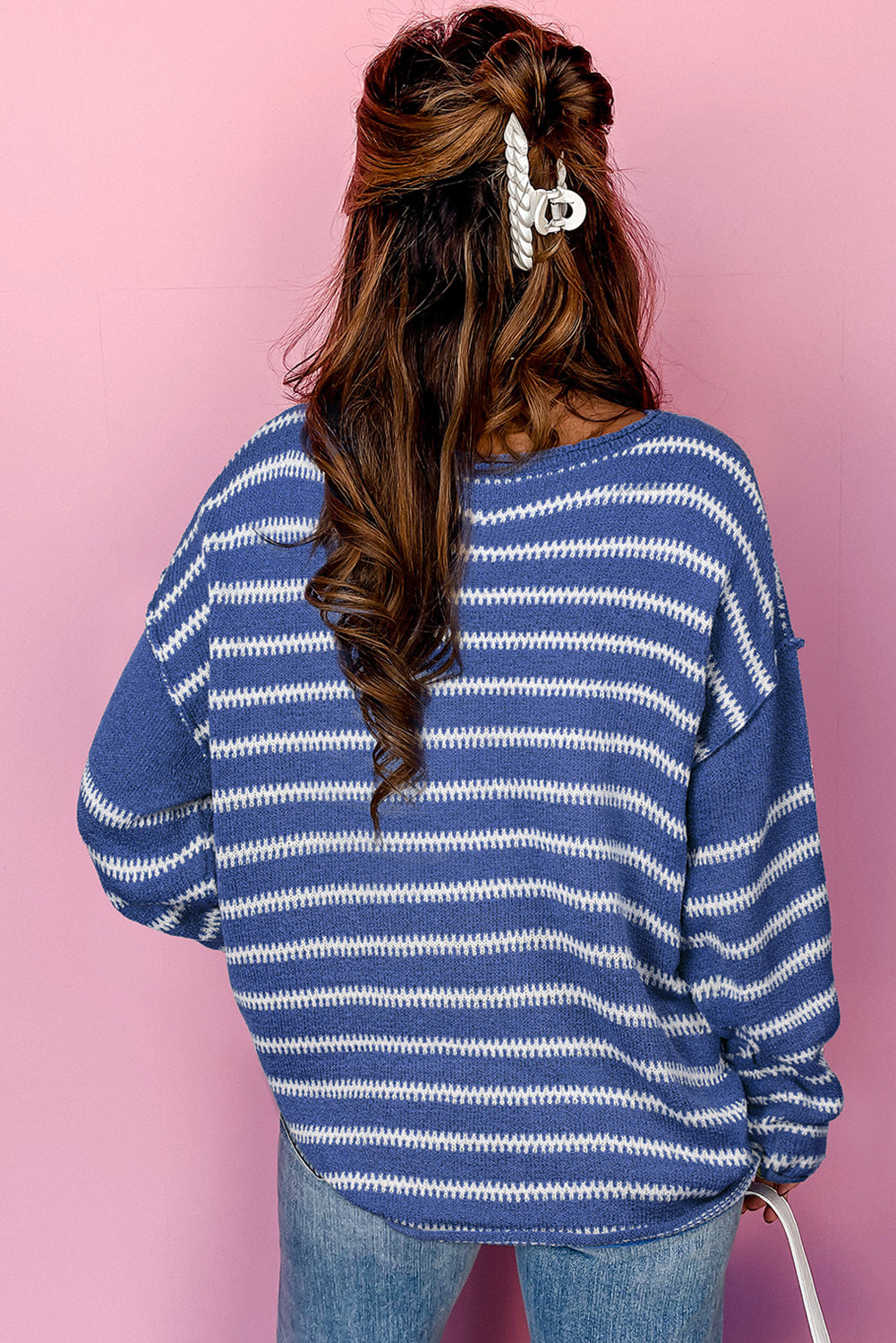 Blue Stripe Casual Sweater