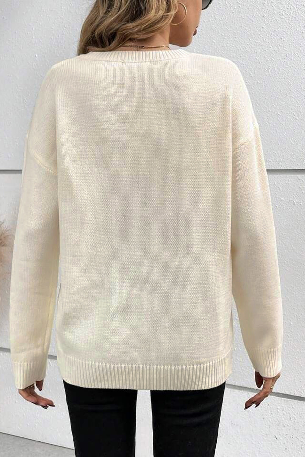 Apricot Boo Knitted Drop Shoulder Sweater