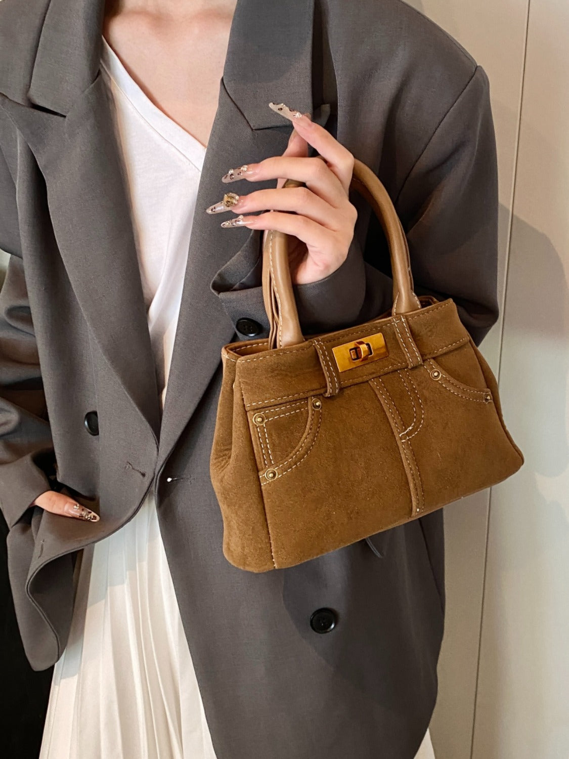 Suede Double-Use Handbag