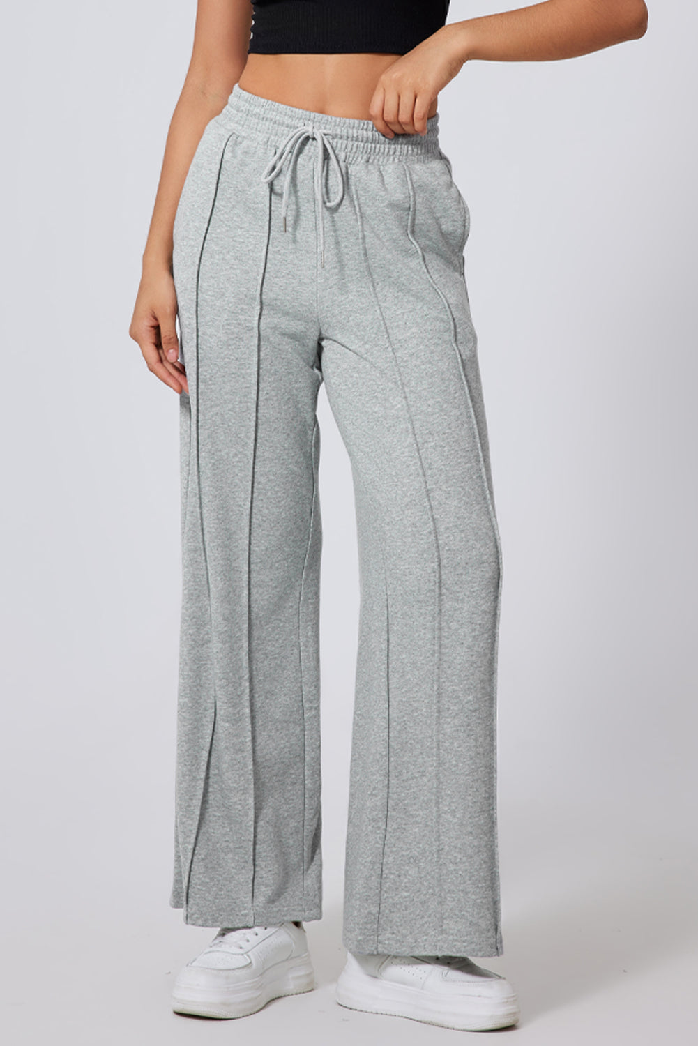 Seamed High Waist Wide Sweatpants